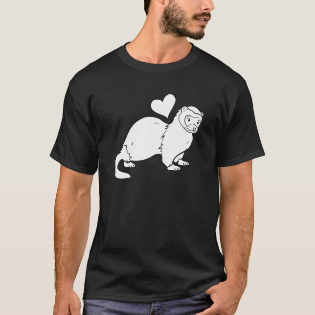T-shirt Ferret Heart - Furry Animal Weasel Ferret (Devant)