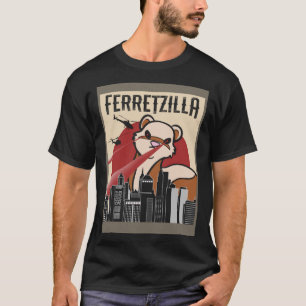 T-shirt Ferret Monster Ferretzilla Attaque Japon Skyline