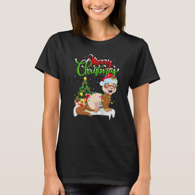 T-shirt Ferret  Xmas Decorations Santa Ferret Christmas (Devant)
