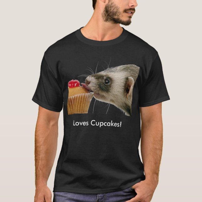 T-shirt Ferrets Love Cupcakes (Devant)