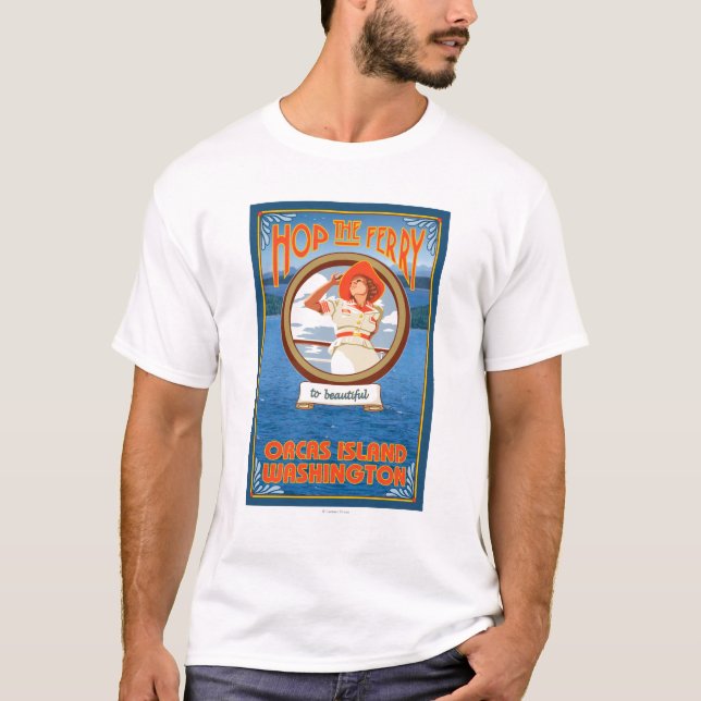 T-shirt Ferry d'équitation de femme - orques île, (Devant)
