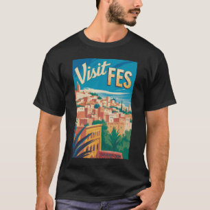 T-shirt Fès Maroc Afrique Illustration Voyage Art Vintage