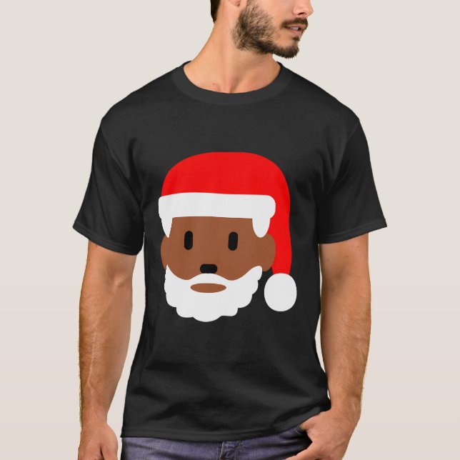 T-shirt Festif Black Joyeux Noël Père Noël Visage (Devant)