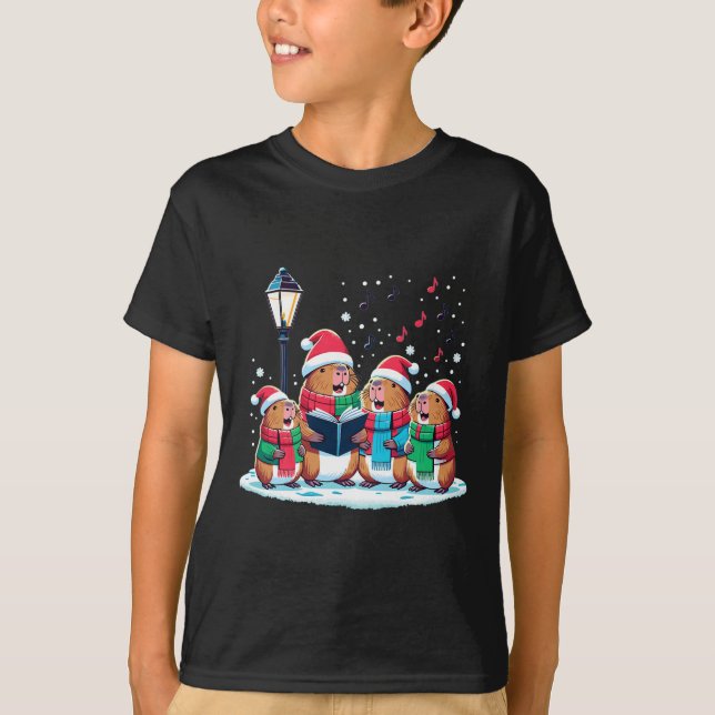 T-shirt Festif hiver Capybara Noël (Devant)