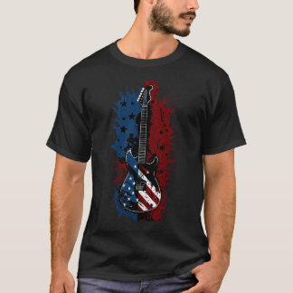 T-shirt Festiv de concert guitariste Patriotique USA 4 jui