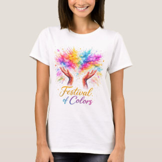 T-shirt Festival Holi Mains lançant des couleurs Aquarelle