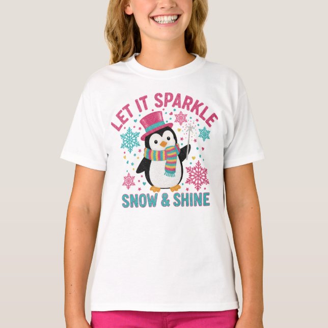 T-shirt Festive Penguin Kids Tee – Snow & Shine Winter Shi (Devant)