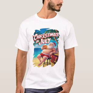 T-shirt Festive Père Noël Profitant De La Bière Au Bar De 