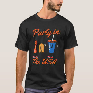 T-shirt Fête Aux Etats-Unis Hot Dog Love USA Funny Quatriè