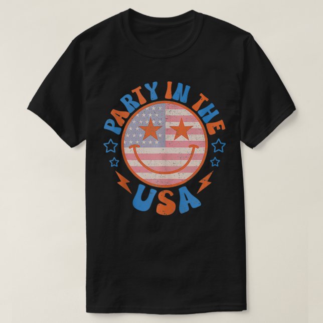 T-shirt Fête Aux Etats-Unis Joyeux Visage Smile American D (Design devant)