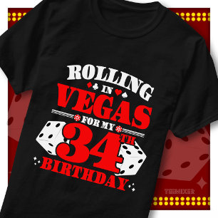 T-shirt Fête d'anniversaire à Vegas 34 ans avec dés de cas