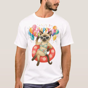 T-shirt Fête d'anniversaire au bord de la piscine pour les