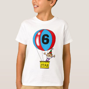 T-shirt Fête d'anniversaire chaude de ballon à air 6ème