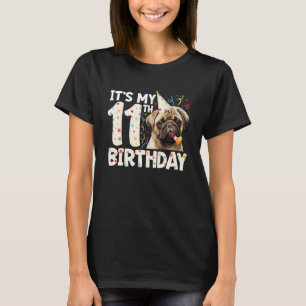 T-shirt Fête d'anniversaire de 11 ans de Pug 11 ans Chien
