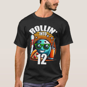 T-shirt Fête d'anniversaire de bowling en roulant dans 12