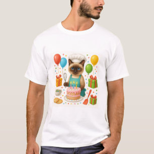 T-shirt Fête d'anniversaire de chat sur le thème du gâteau