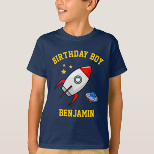 T-shirt Fête d'anniversaire de fusée spatiale pour garçons