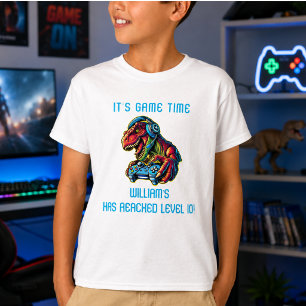 T-shirt Fête d'anniversaire de jeu vidéo dinosaure