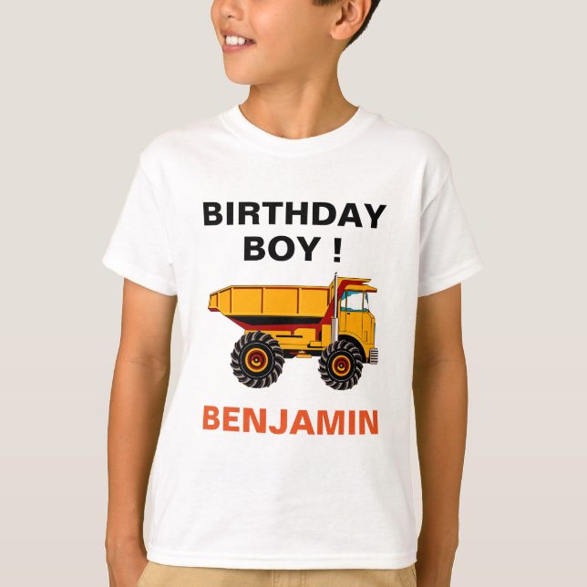 T-shirt Fête d'anniversaire de la construction de camions  (Devant)
