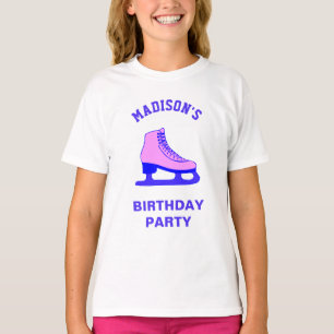T-shirt Fête d'anniversaire de patinage sur glace Pink Ska