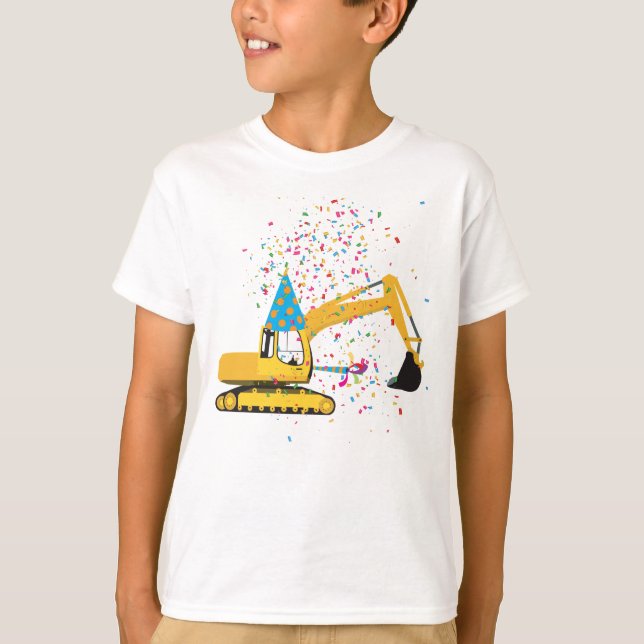 T-shirt Fête d'anniversaire du camion de construction d'ex (Devant)