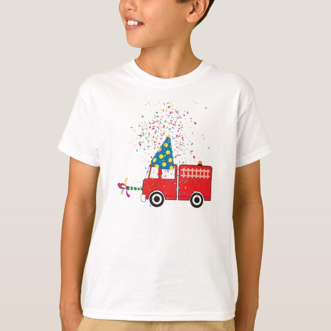 T-shirt Fête d'anniversaire du Camion d'incendie rouge per (Devant)