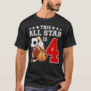 T-shirt Fête d'anniversaire d'une vedette du sport de 4 an