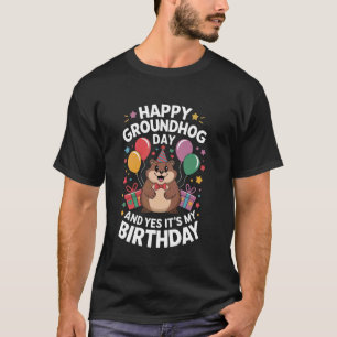 T-shirt Fête d'anniversaire Jour de la marmotte avec ballo