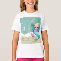 T-Shirt Fête d'anniversaire Océan Sirène Aquarelle