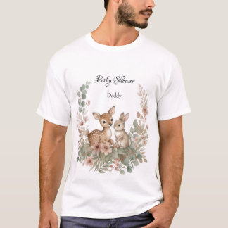 T-shirt Fête de bébé Vert Sauge de la Forêt de Cerf & Lapi