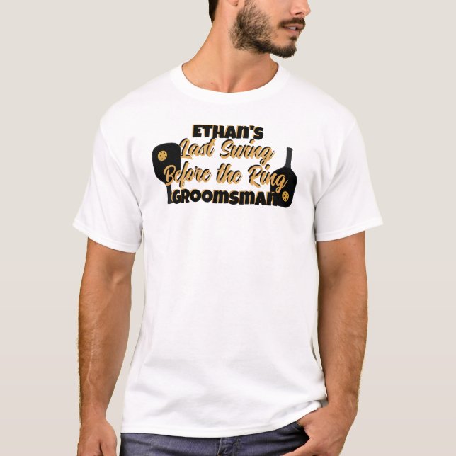 T-shirt Fête de célibataire Pickleball noir or personnalis (Devant)