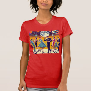 T-shirt Fête de Cocktail d'Ère Spatiale Milieu de Siècle 6