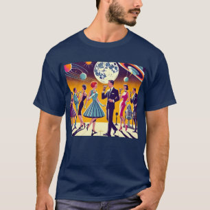 T-shirt Fête de Cocktail d'Ère Spatiale Milieu de Siècle 6