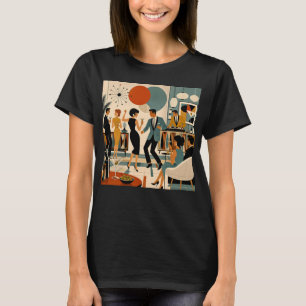 T-shirt Fête de danse martini branchée milieu du siècle mo