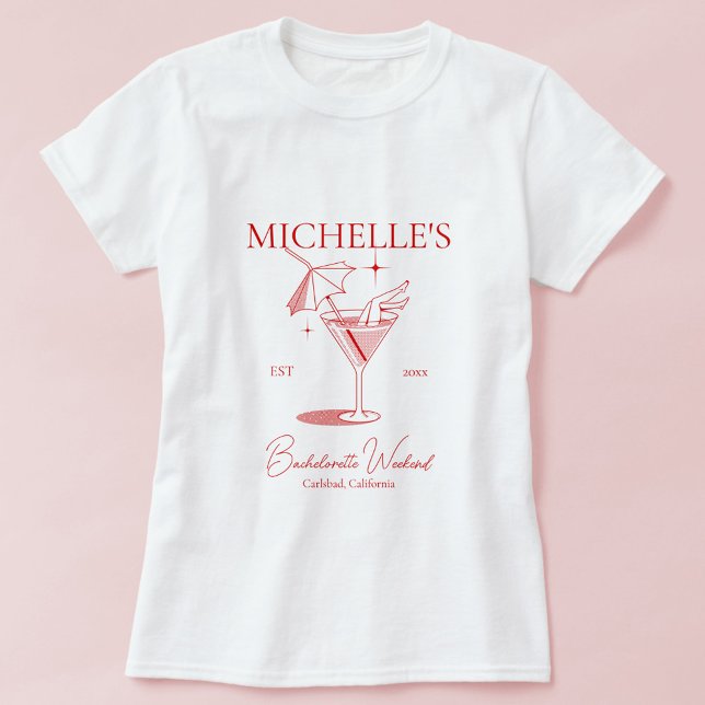 T-shirt Fête de Fiançailles Rétro Cocktail pour la Mariée (Créateur téléchargé)