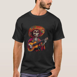 T-shirt Fête de la fête du squelette mexicain Sombrero Dia