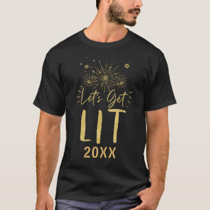 T-shirt Fête de la Réveillon du Nouvel An, Lit Gold Typogr