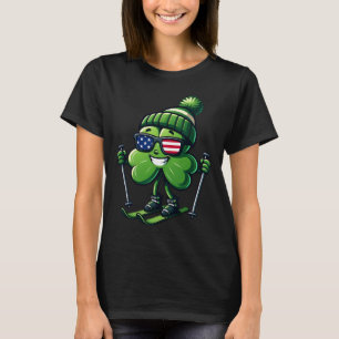 T-shirt Fête de la Saint-Patrick Ski Shamrock Trèfles Drap