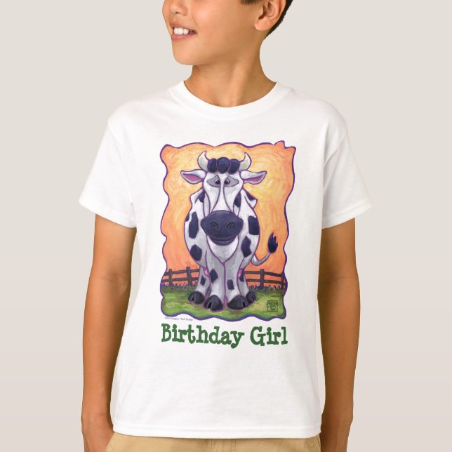 T-shirt Fête de la vache mignonne Anniversaire fille (Devant)