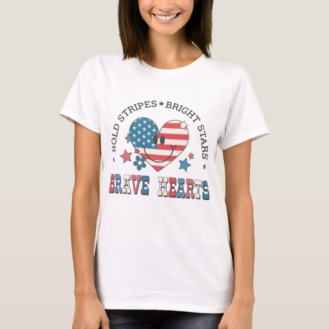 T-shirt Fête de l'Indépendance des Coeurs Courageux (Devant)