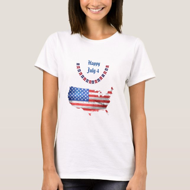 T-shirt Fête de l'Indépendance Juillet 4 American Flag USA (Devant)