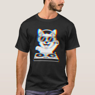 T-shirt Fête de musique EDM Rave Glitch DJ Corgi drôle