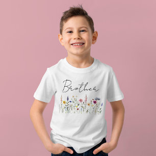 T-shirt Fête de Naissance Frère Élégant Prairie de Fleurs