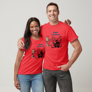 T-shirt Fête de Noël des bouledogues français