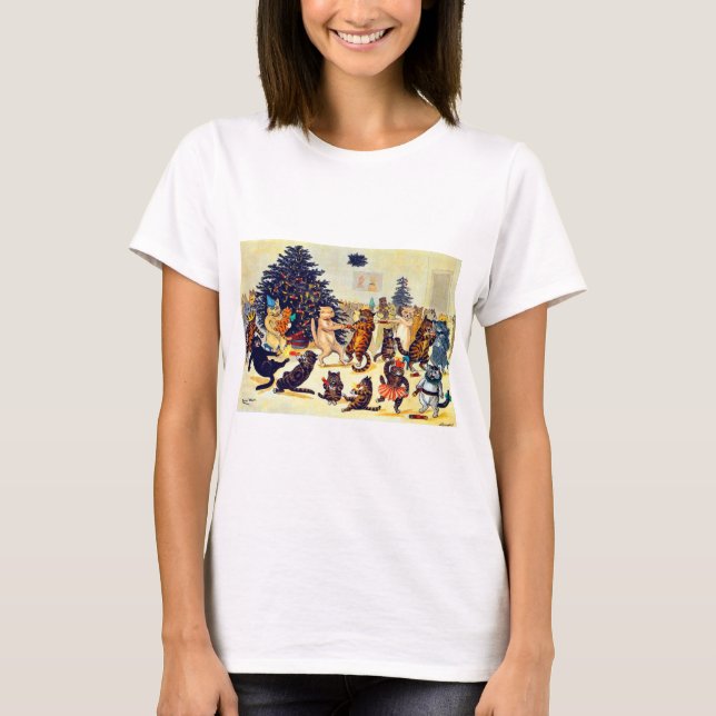 T-shirt Fête de Noël du chat, Louis Wain (Devant)