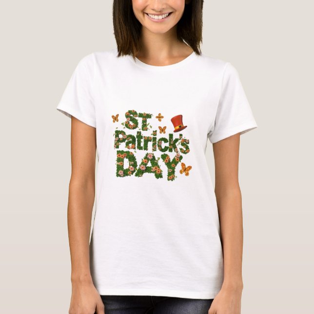 T-shirt Fête de Saint-Patricks Funny floral Festive 2024 (Devant)