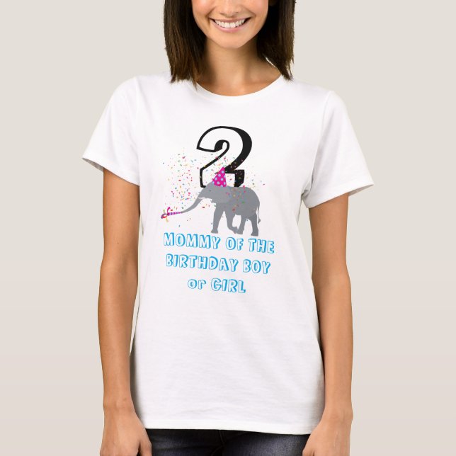 T-shirt Fête des éléphants - Anniversaire animal maman gar (Devant)