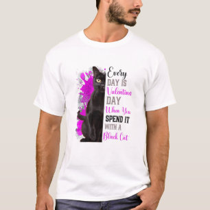 T-shirt Fête des femmes Valentines Chat noir Mama Mère drô