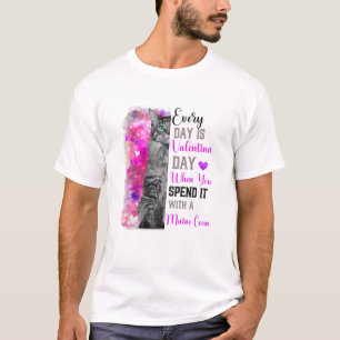 T-shirt Fête des femmes Valentines Maine Coon Cat Mama M
