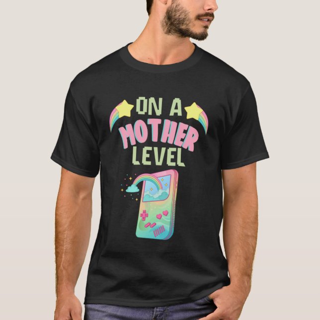 T-shirt Fête Des Mères Drôle Sur Un Niveau Mère Retro Game (Devant)